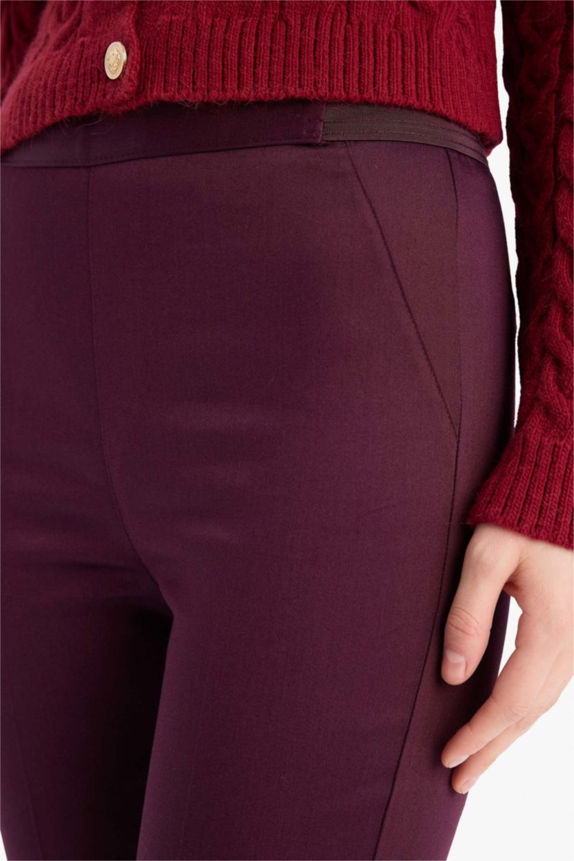 WOMAN Bordeaux Cigarette Fit Regular Hem Satin Trousers