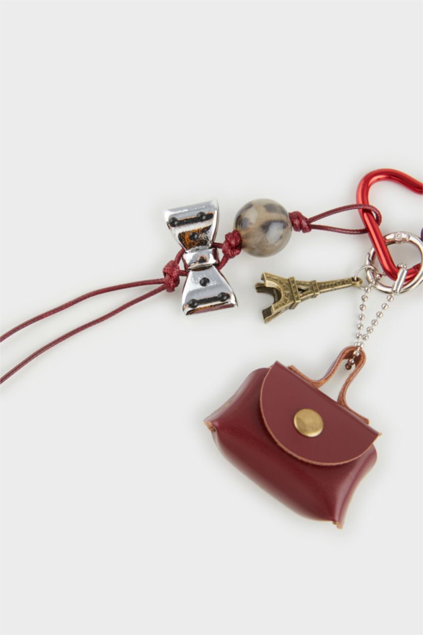 Kadın Gülkurusu Kadın Mini Çantalı İpli Charm Anahtarlık