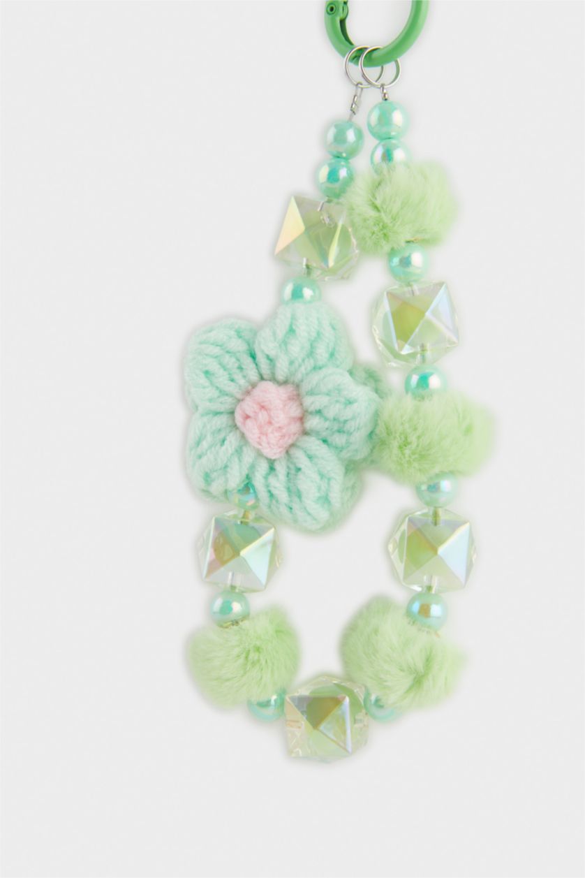 Kadın Yeşil Kadın Çiçekli Charm Anahtarlık