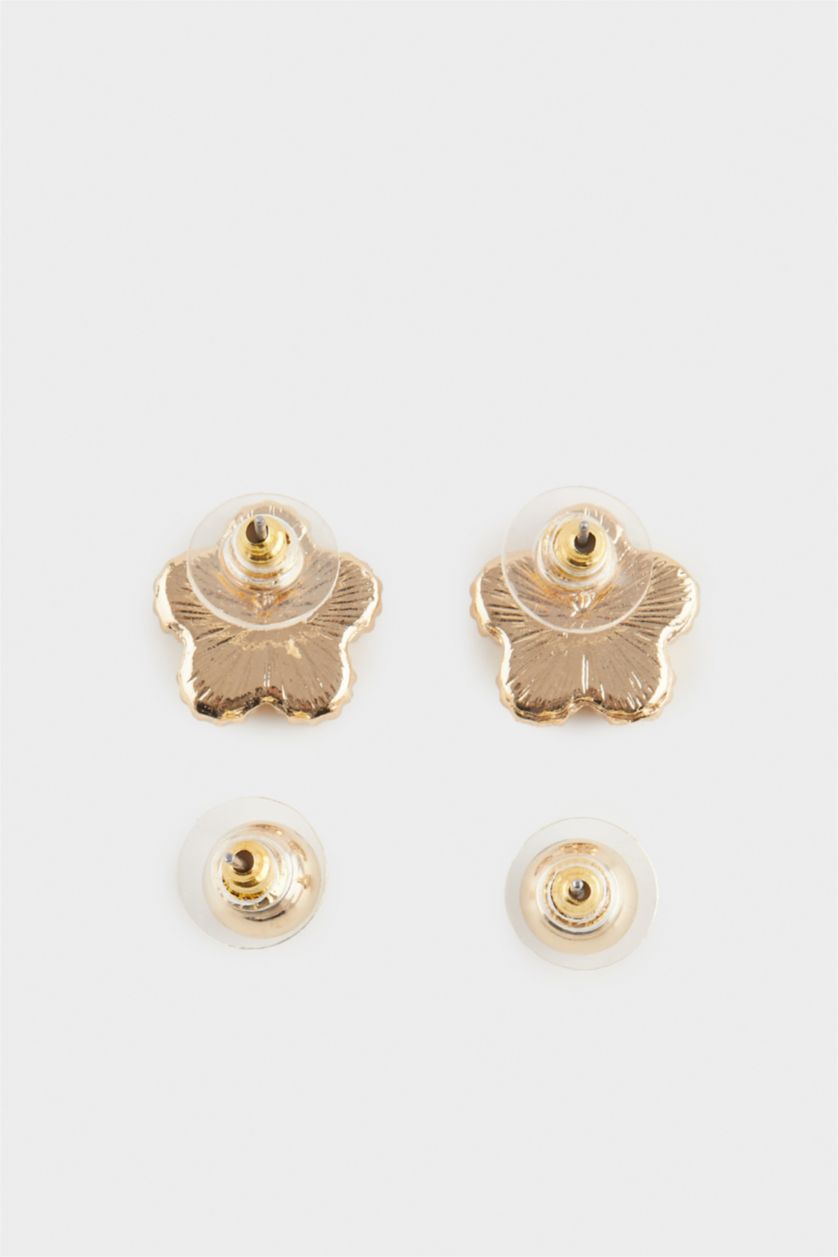 Kadın Siyah Kadın 2'li Siyah Çiçekli Küpe