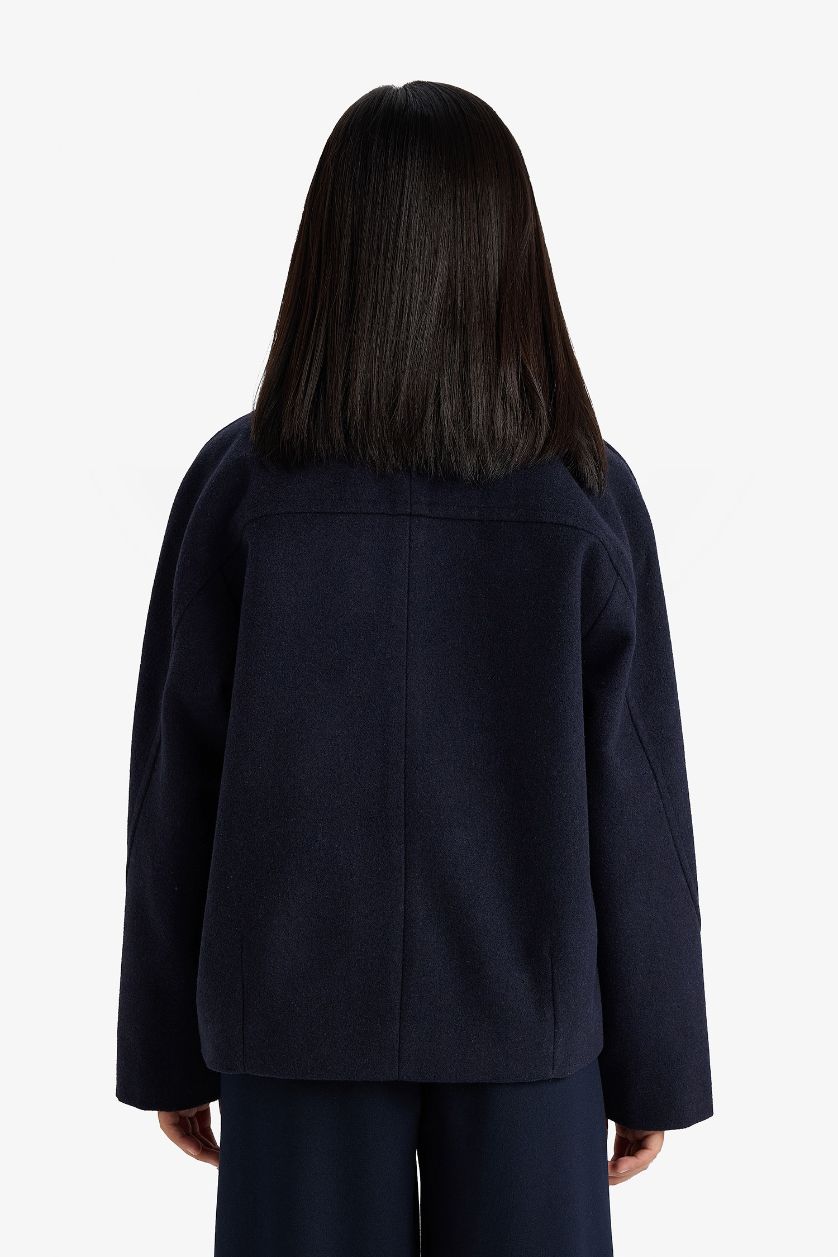GIRLS & TEENS NAVY Girl Button Down Cachet Coat