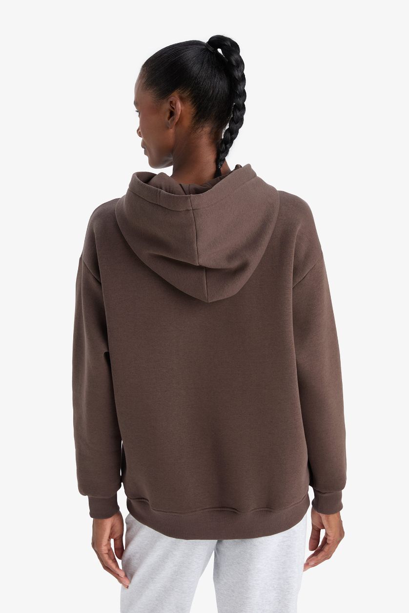 Kadın Kahve Aırtech NBA Brooklyn Nets Oversize Geniş Kalıp Kapüşonlu Sporcu Sweatshirt