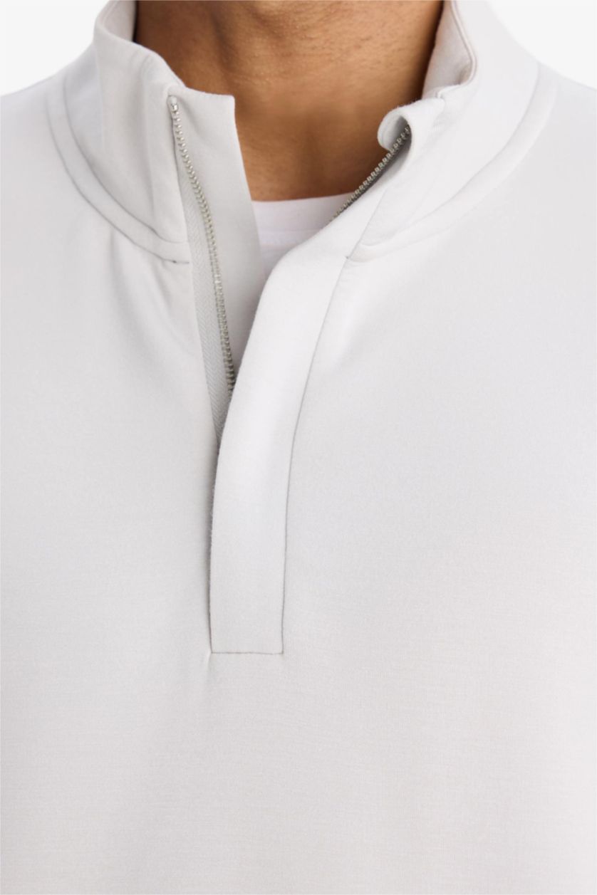 MAN Light Grey DeFactoFit Standard Fit Stand Collar Sports Sweatshirt