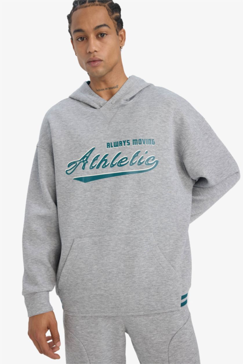 رجالي ميلانج رمادي سويت شيرت رياضي اوفر سايز قماش سكوبا من DeFactoFit