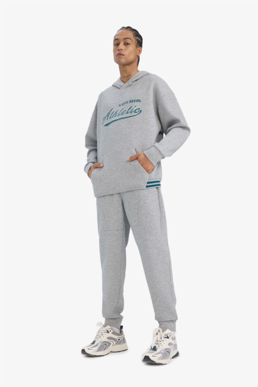 رجالي ميلانج رمادي سويت شيرت رياضي اوفر سايز قماش سكوبا من DeFactoFit