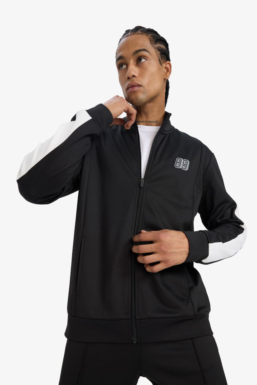 Ерлер қара стандарт пішім биік жаға пике Кардиган