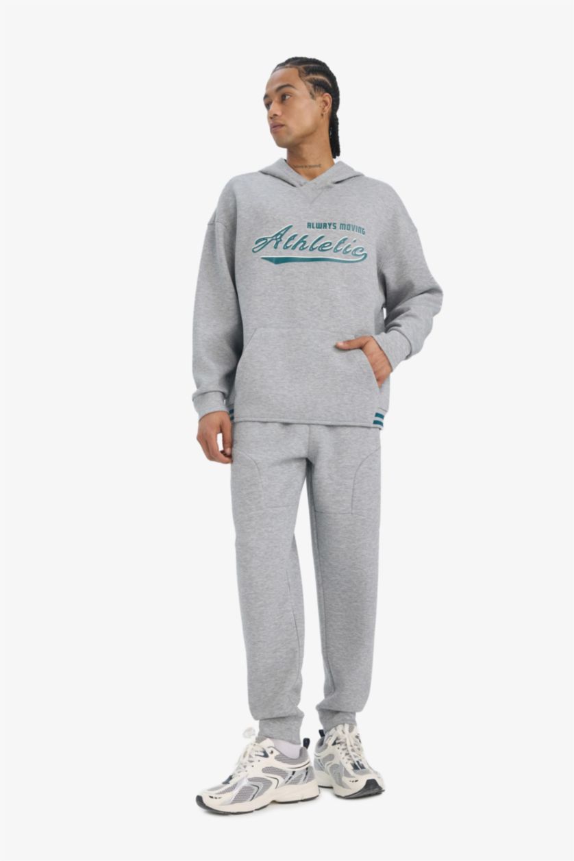 MAN Grey Melange DeFactoFit Standard Fit Scuba Fabric Jogger