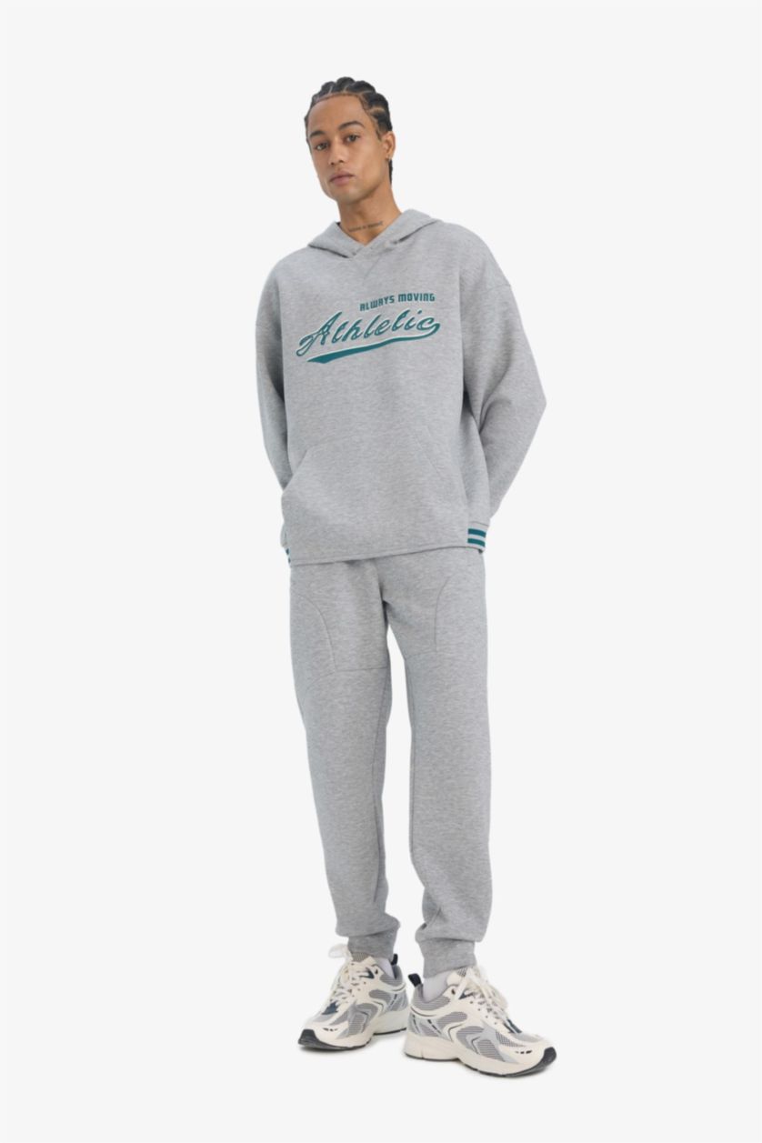 MAN Grey Melange DeFactoFit Standard Fit Scuba Fabric Jogger