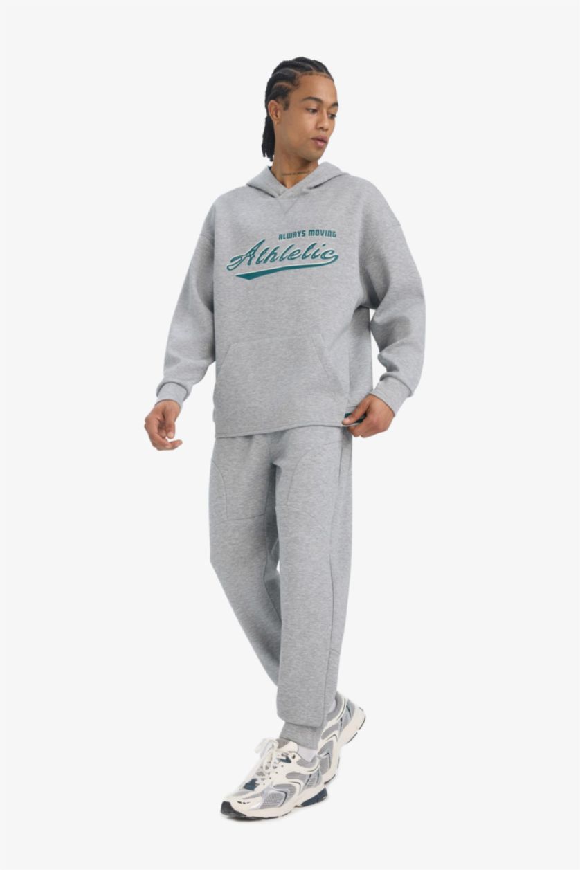 MAN Grey Melange DeFactoFit Standard Fit Scuba Fabric Jogger