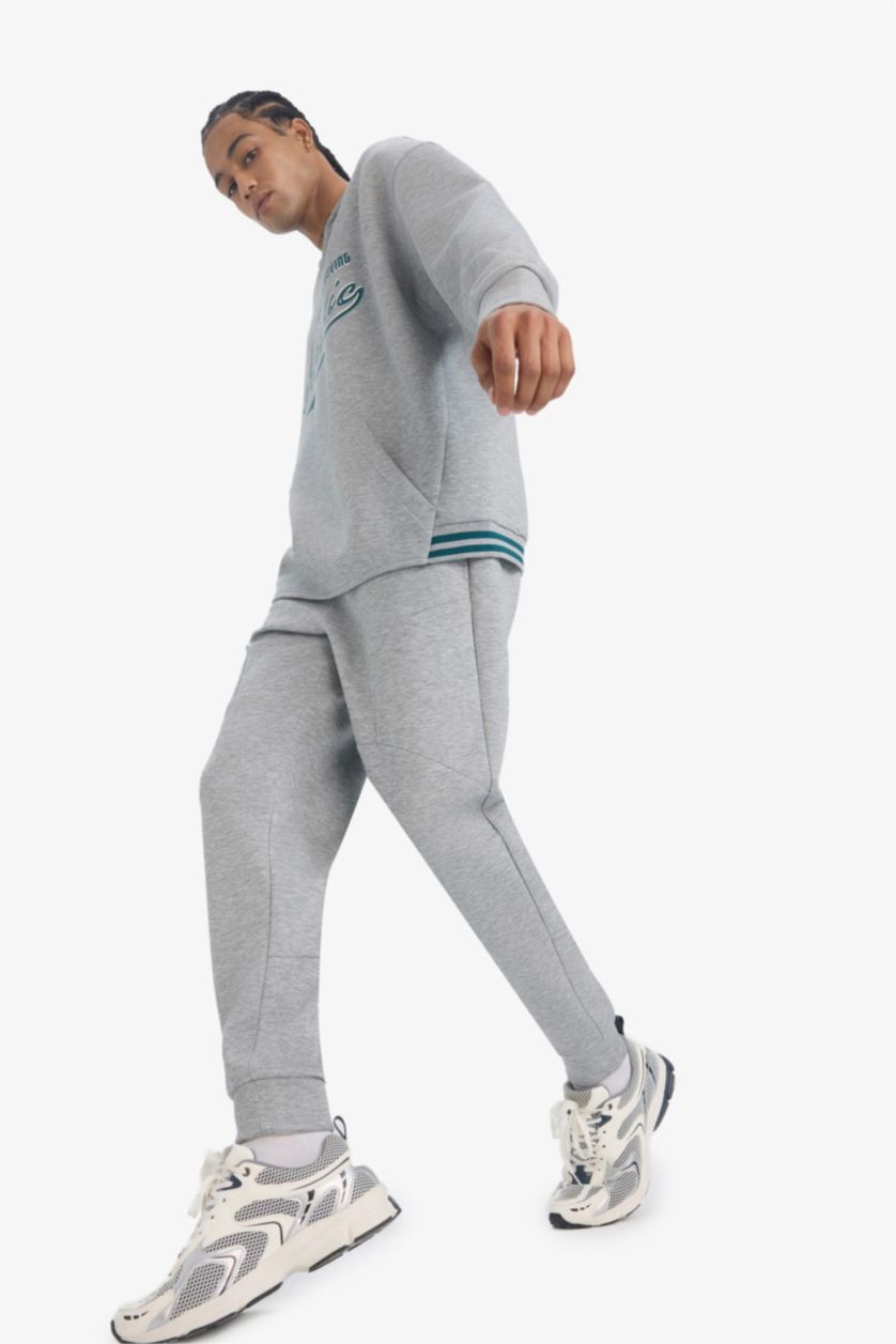 MAN Grey Melange DeFactoFit Standard Fit Scuba Fabric Jogger