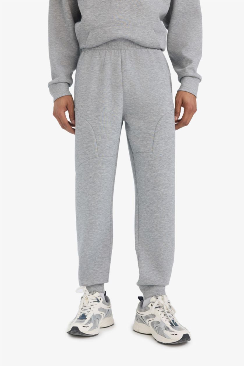 MAN Grey Melange DeFactoFit Standard Fit Scuba Fabric Jogger