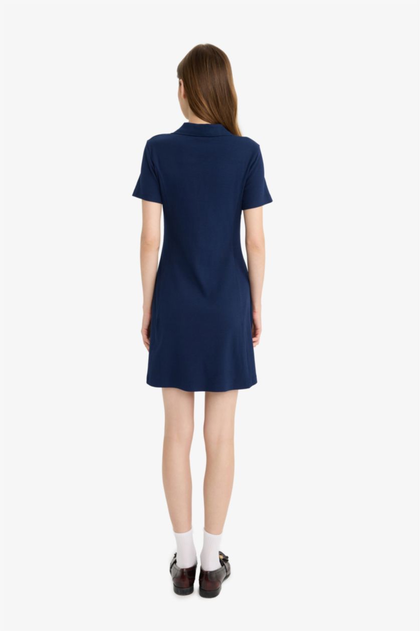Женщины Синий Короткое платье-поло Coool Skater Fit с рифлением