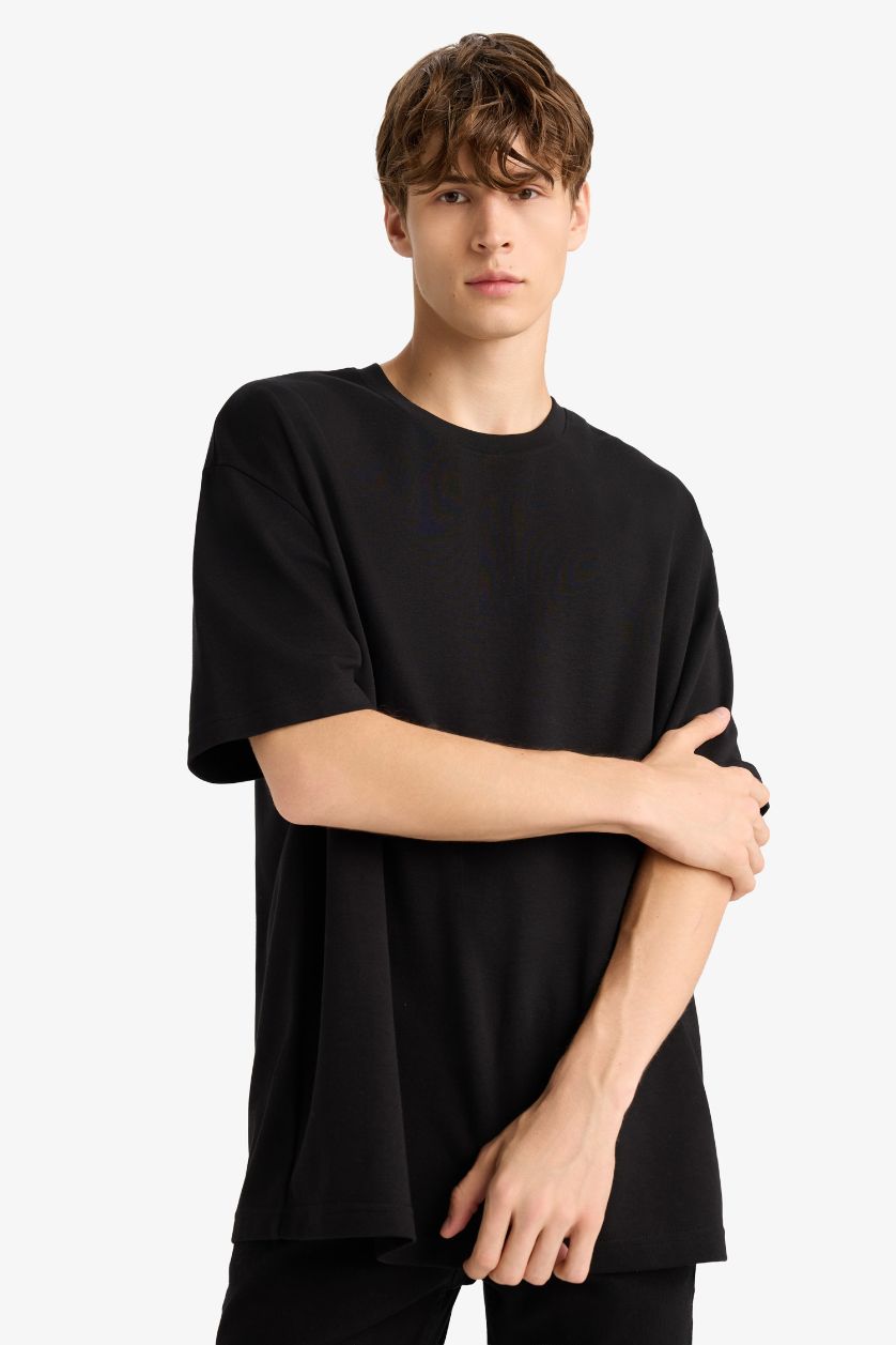 Erkek Siyah Nefes Alabilen Oversize Tişört