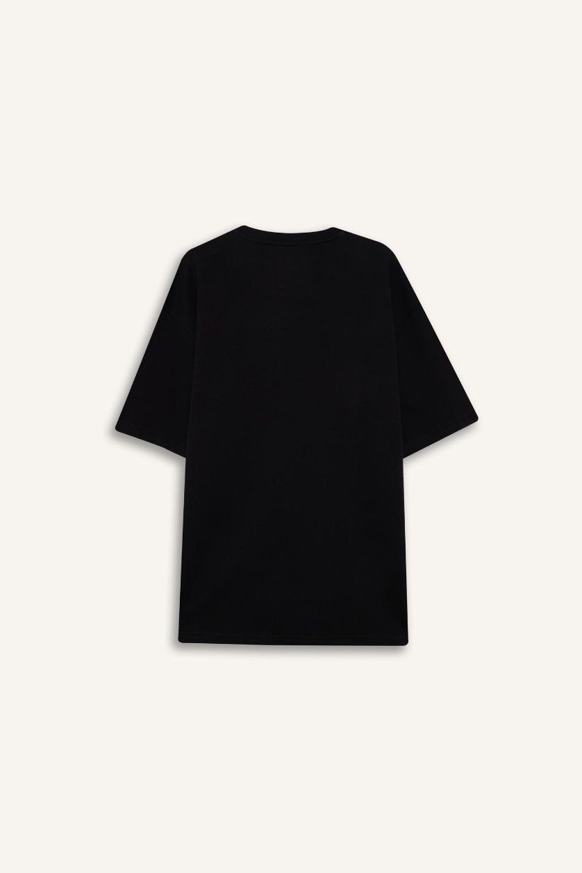 Erkek Siyah Nefes Alabilen Oversize Tişört