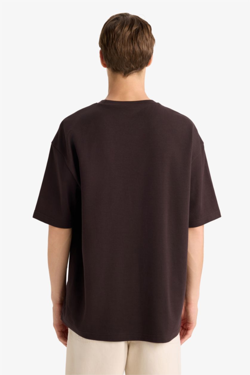 Erkek Kahve Nefes Alabilen Oversize Tişört