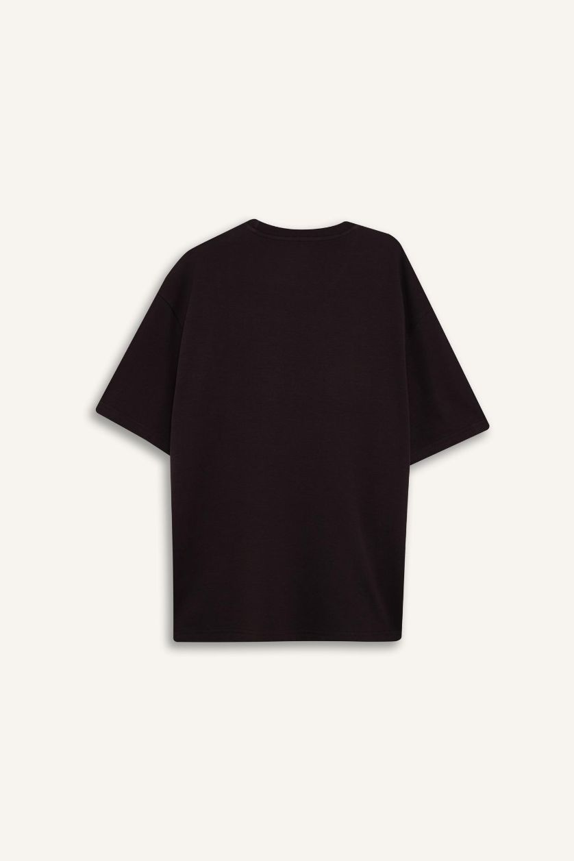 Erkek Kahve Nefes Alabilen Oversize Tişört