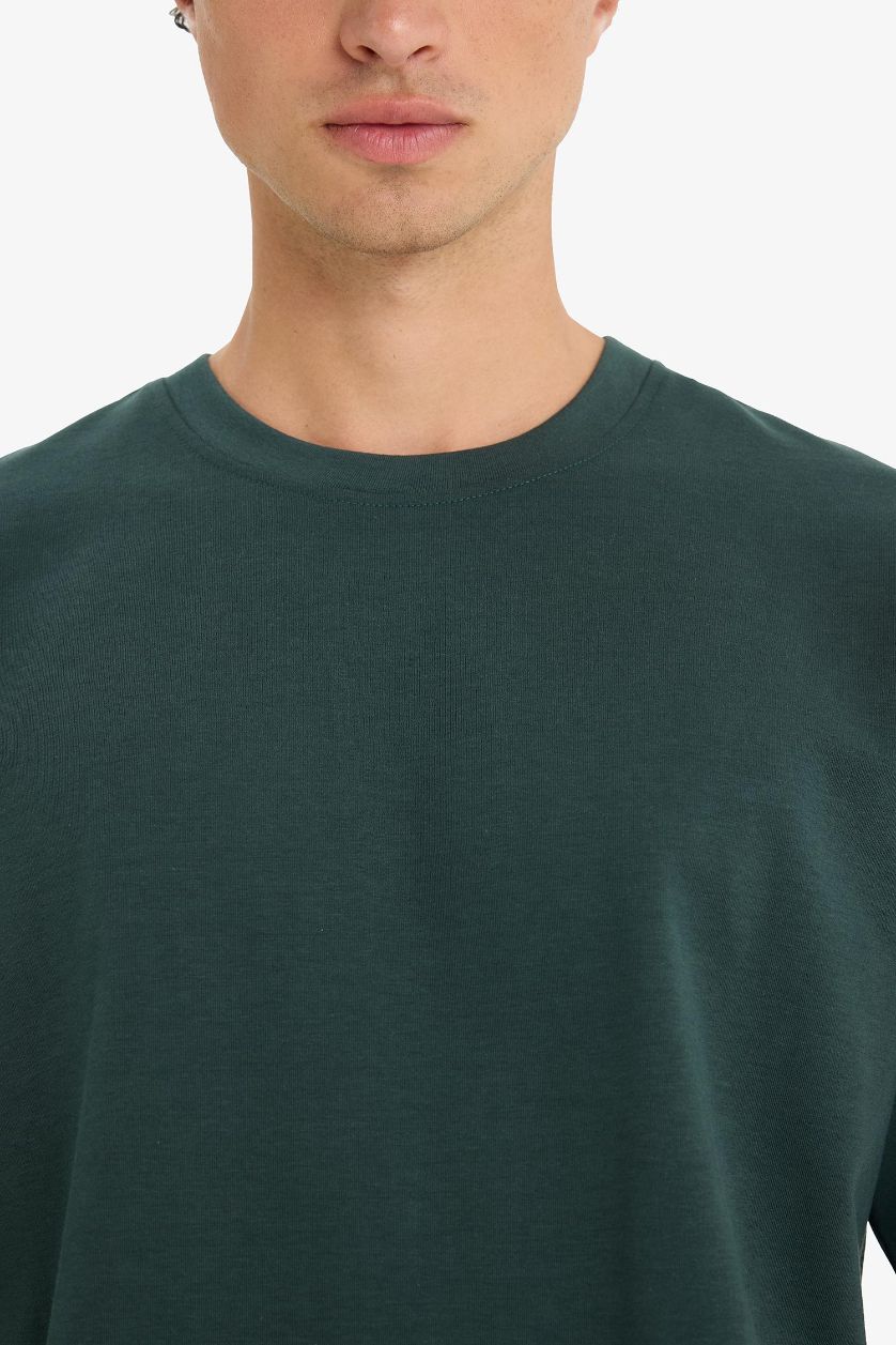 Erkek Koyu Yeşil Nefes Alabilen Oversize Tişört