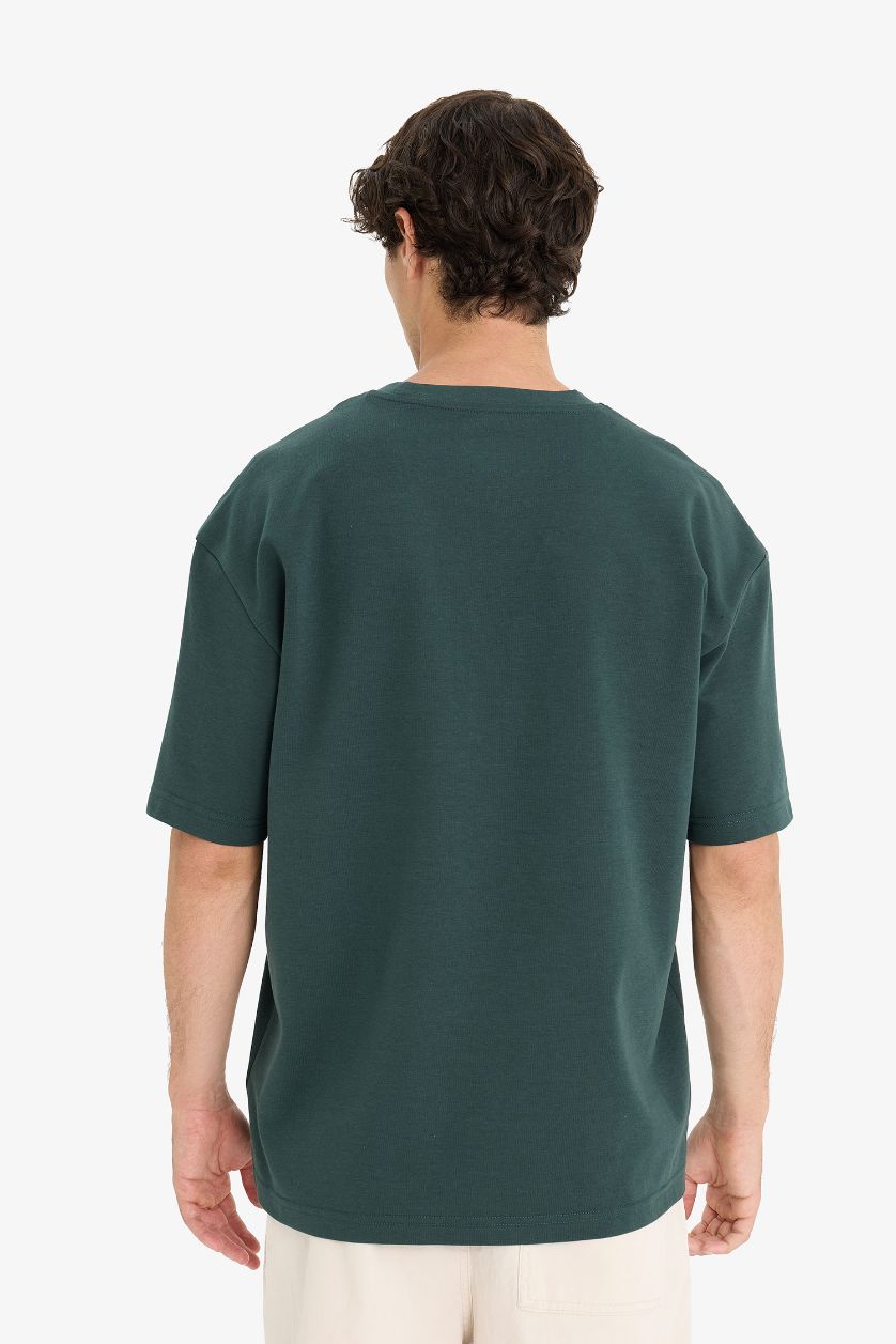 Erkek Koyu Yeşil Nefes Alabilen Oversize Tişört