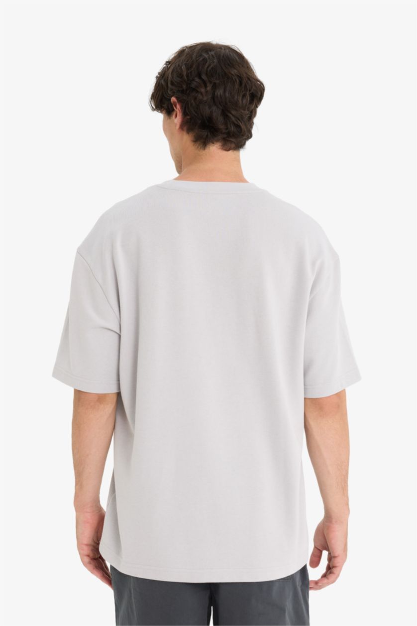 Erkek Açık Gri Nefes Alabilen Oversize Tişört
