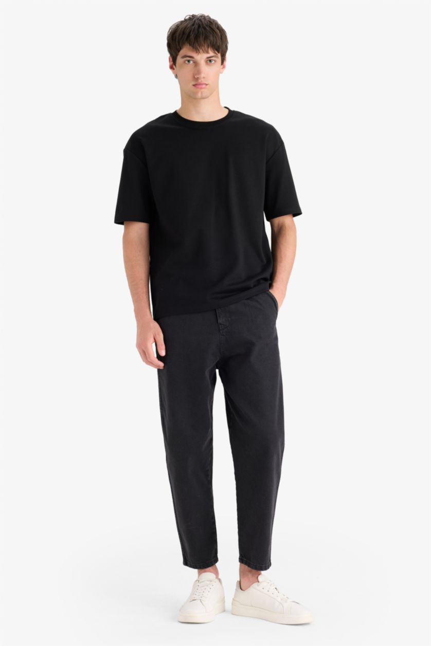 MAN Black Oversize Crew Neck Short Sleeve T-Shirt