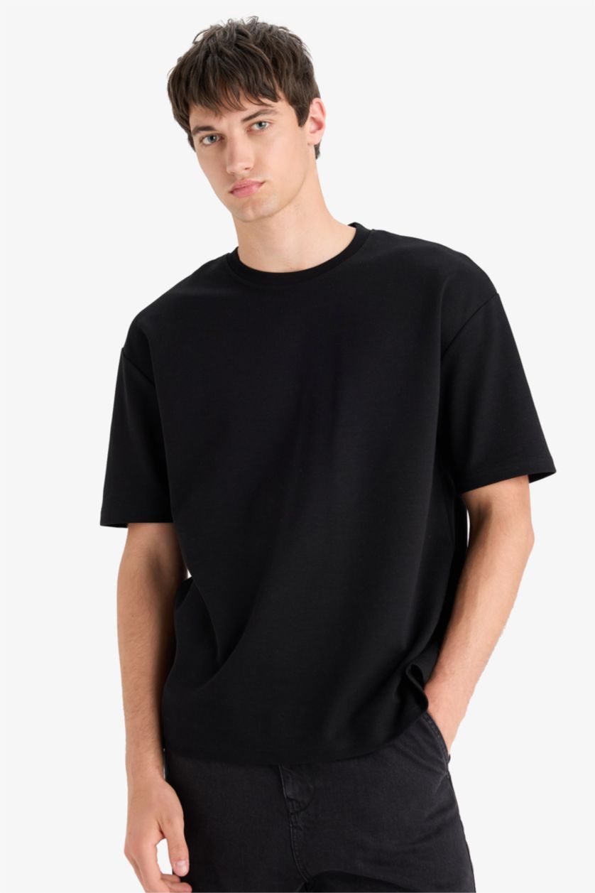 MAN Black Oversize Crew Neck Short Sleeve T-Shirt