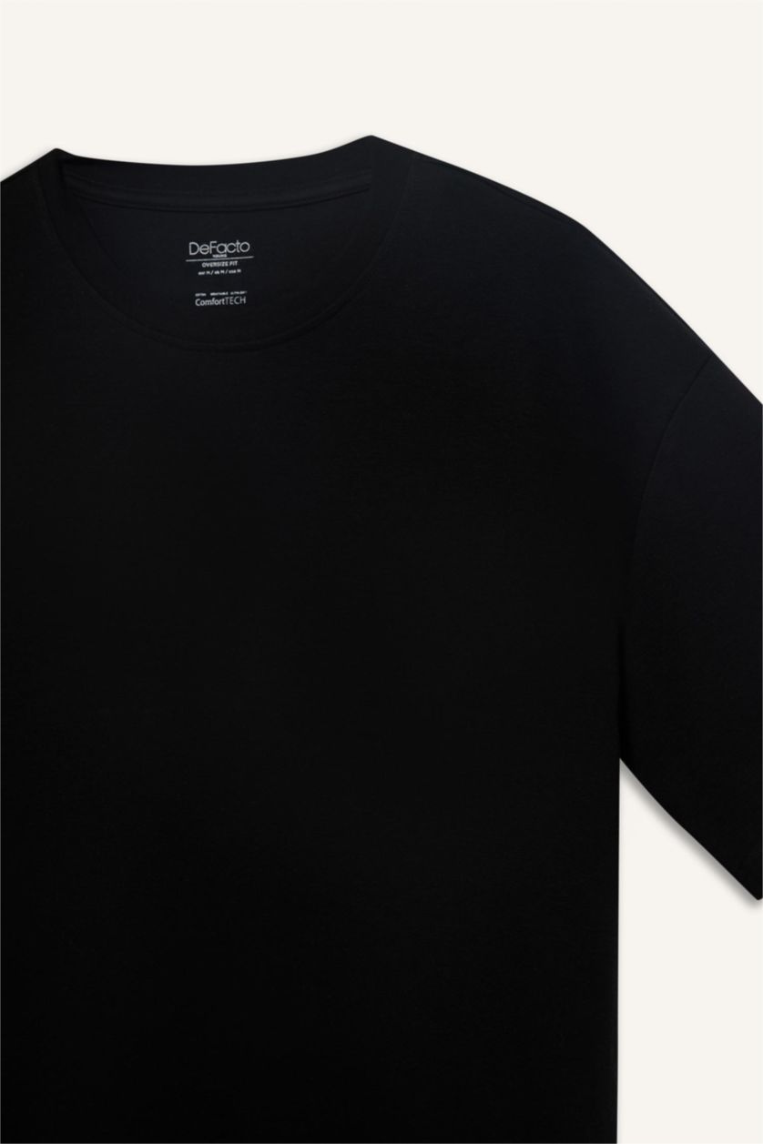 MAN Black Oversize Crew Neck Short Sleeve T-Shirt