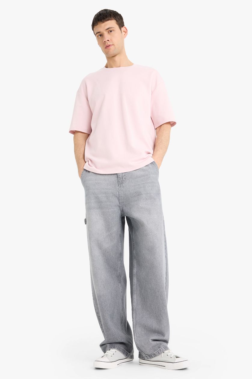 Erkek Lila Nefes Alabilen Oversize Tişört