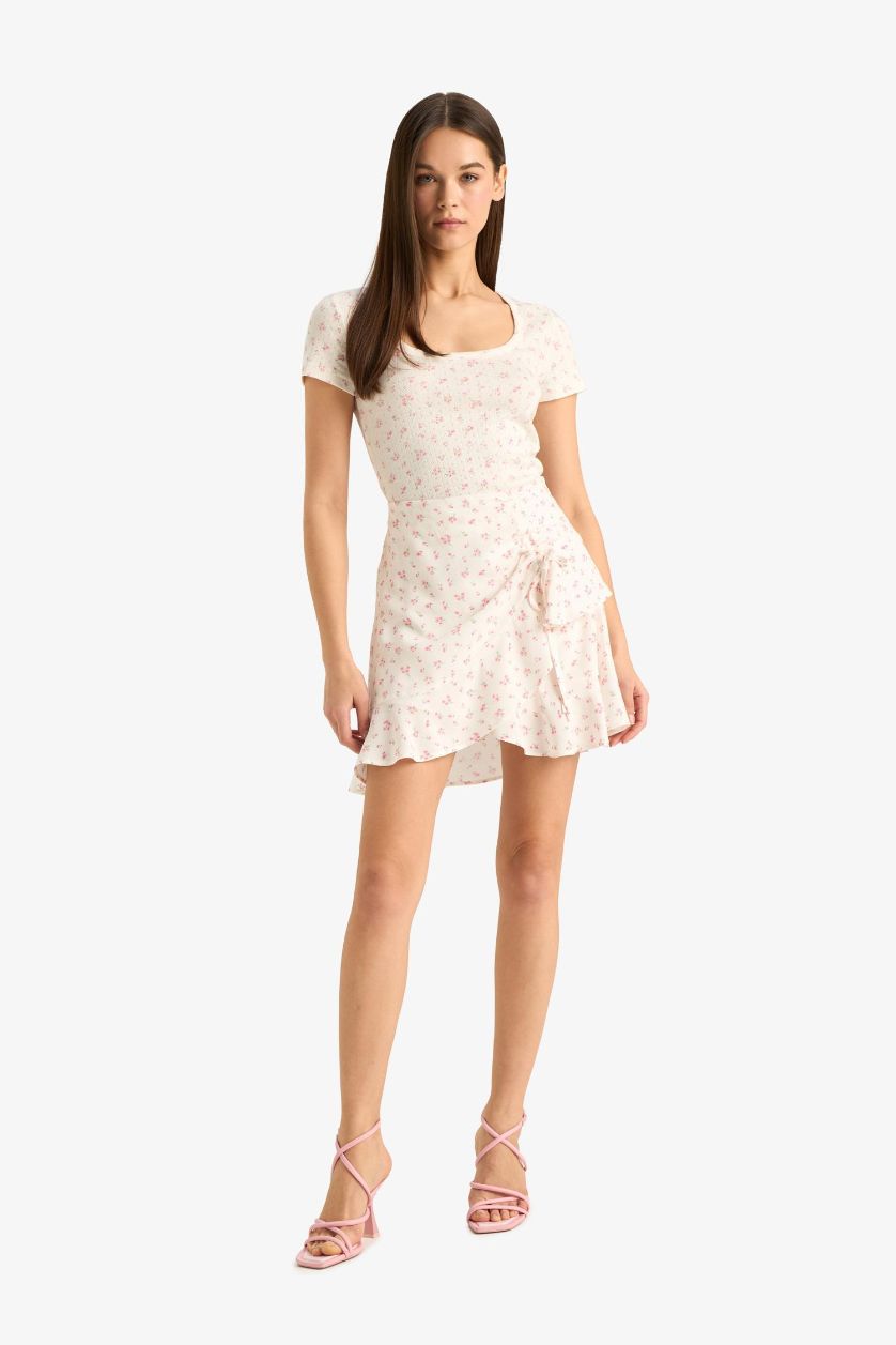 Әйелдерге АҚ гүлді орташа ұзындық Тоқылған юбка