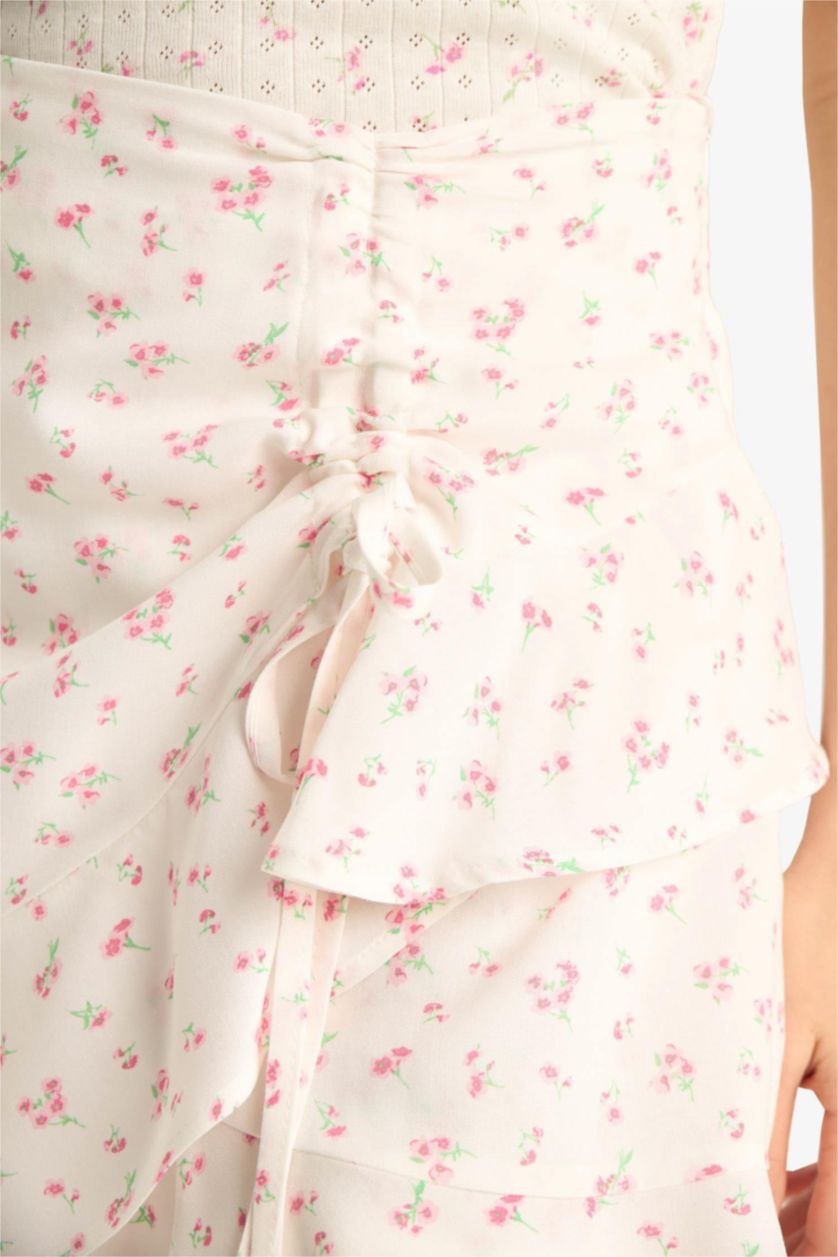 Әйелдерге АҚ гүлді орташа ұзындық Тоқылған юбка