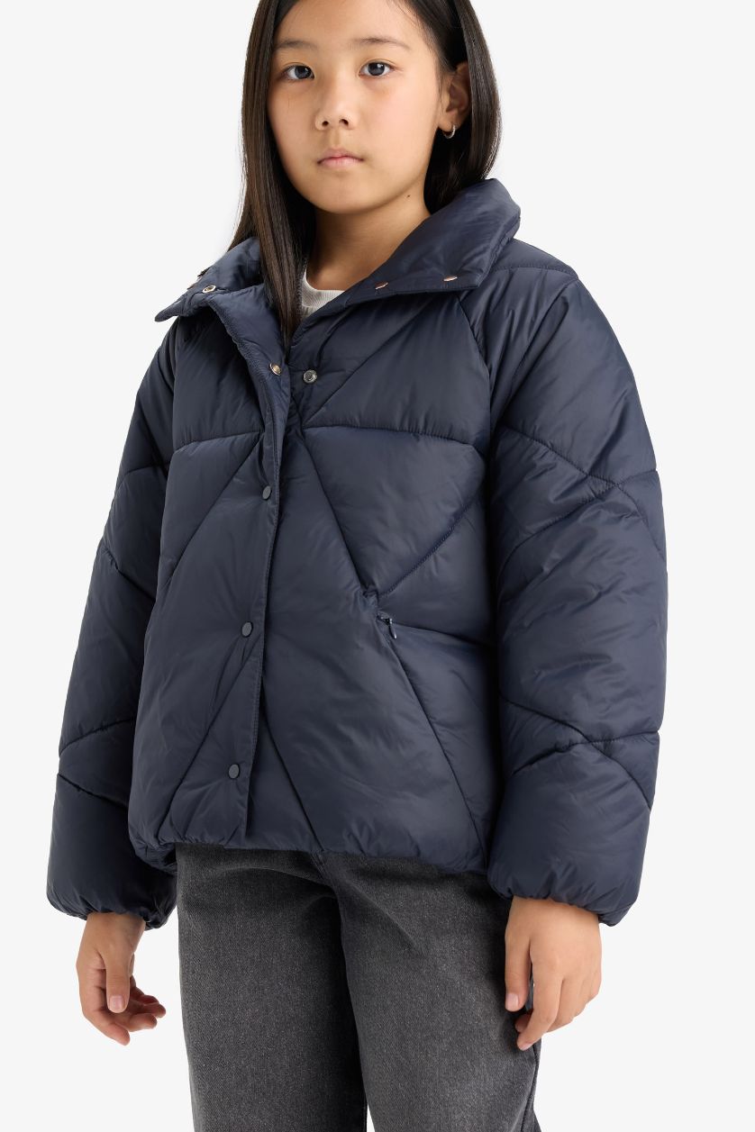 Girls & Teens NAVY Girl Buttons Pocketed Puffer Jacket