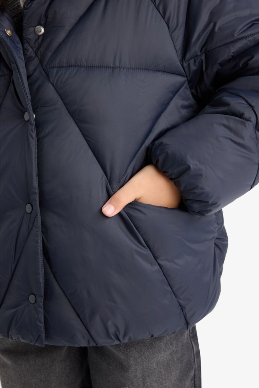 Girls & Teens NAVY Girl Buttons Pocketed Puffer Jacket