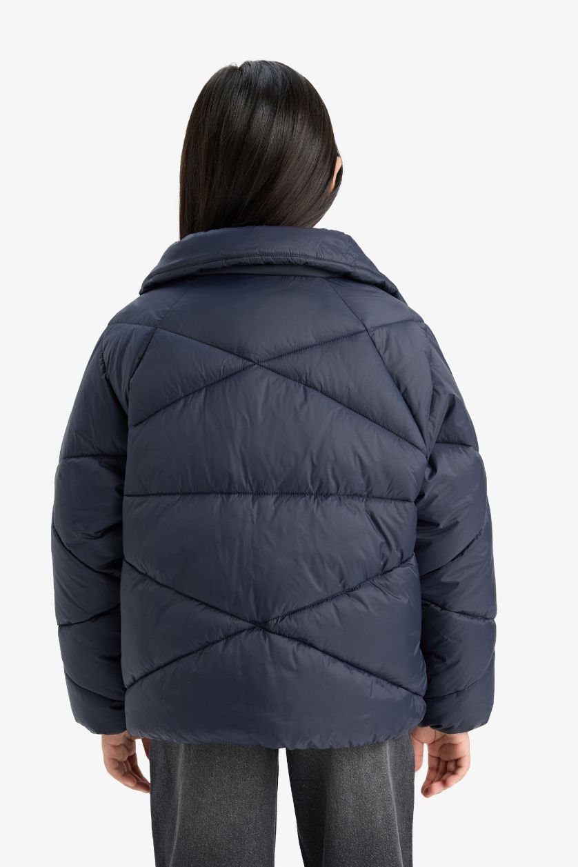 Girls & Teens NAVY Girl Buttons Pocketed Puffer Jacket