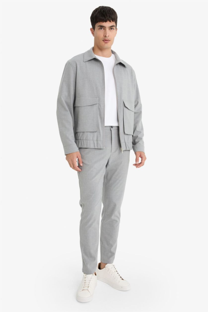 رجال ميلانج رمادي بنطرون كروب انكيل قصير قصة عادية