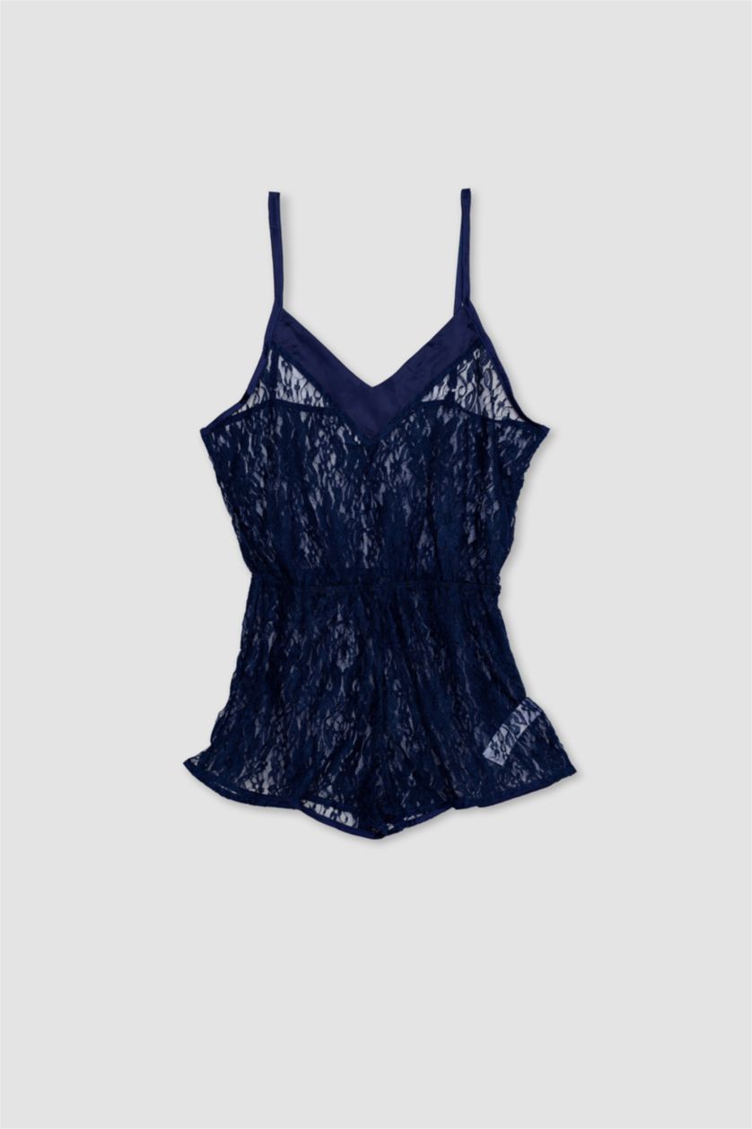 WOMAN NAVY Fall in Love V Neck Tulle Strappy Jumpsuit