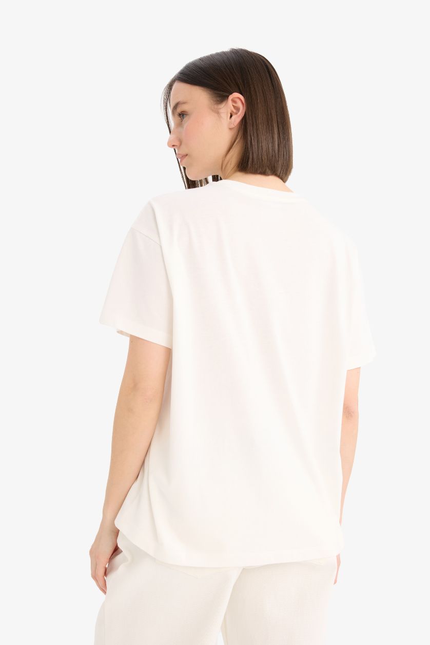 FEMME Blanc T-shirt oversize imprimé PowerPuff Girls à col rond et manches courtes
