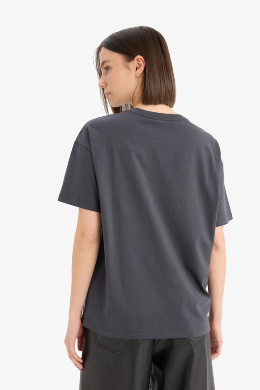 Женщины Антрацит Coool Looney Tunes oversize футболка с круглыми воротами и принтом