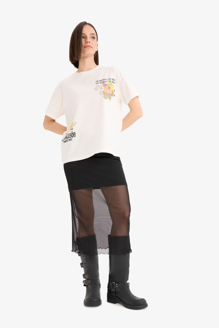 Woman White SpongeBob Oversize Fit T-Shirt