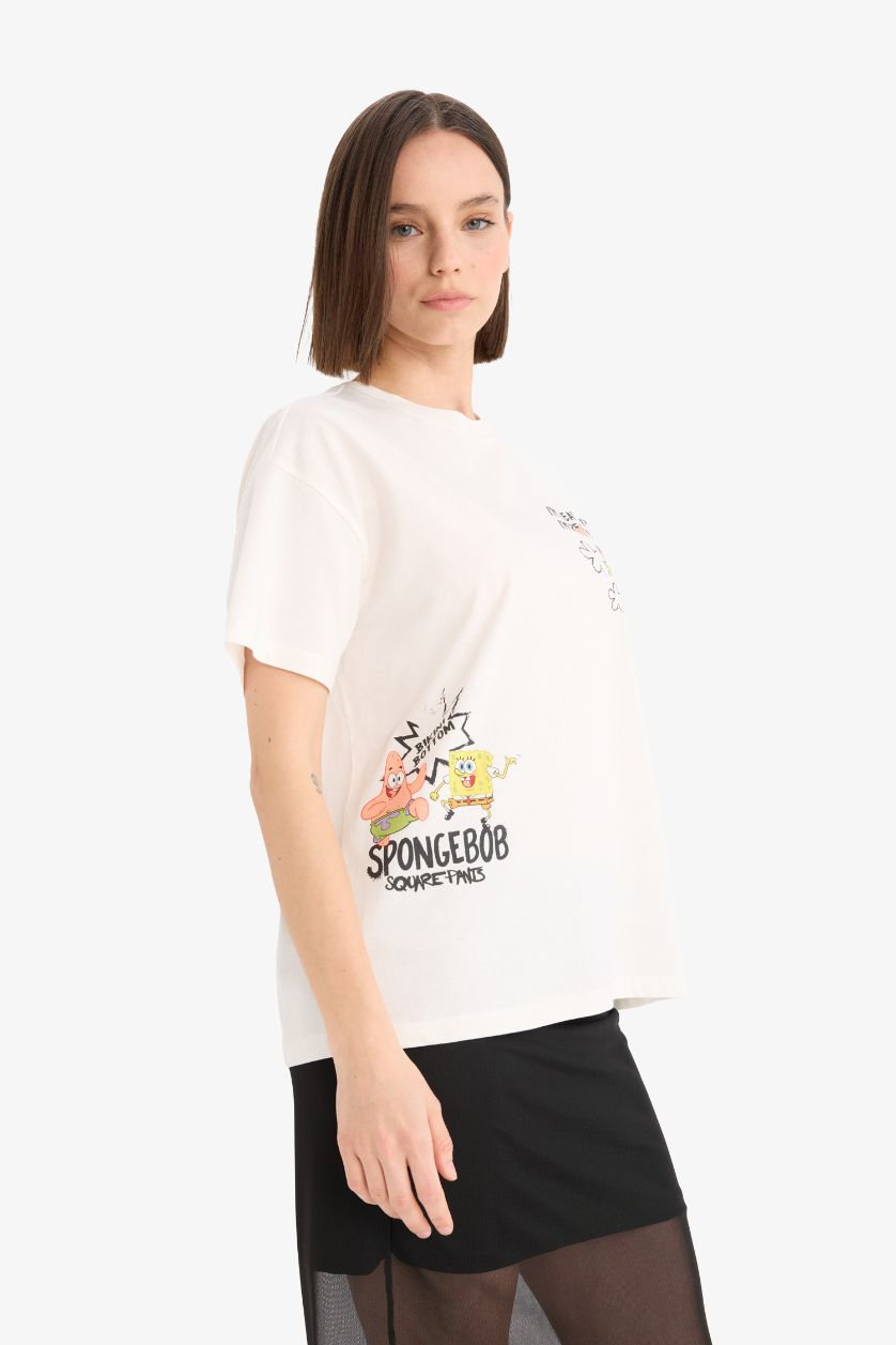 Woman White SpongeBob Oversize Fit T-Shirt