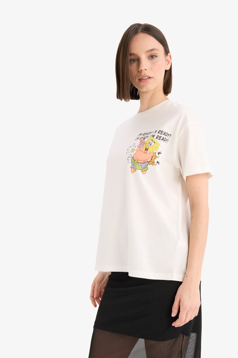 Woman White SpongeBob Oversize Fit T-Shirt