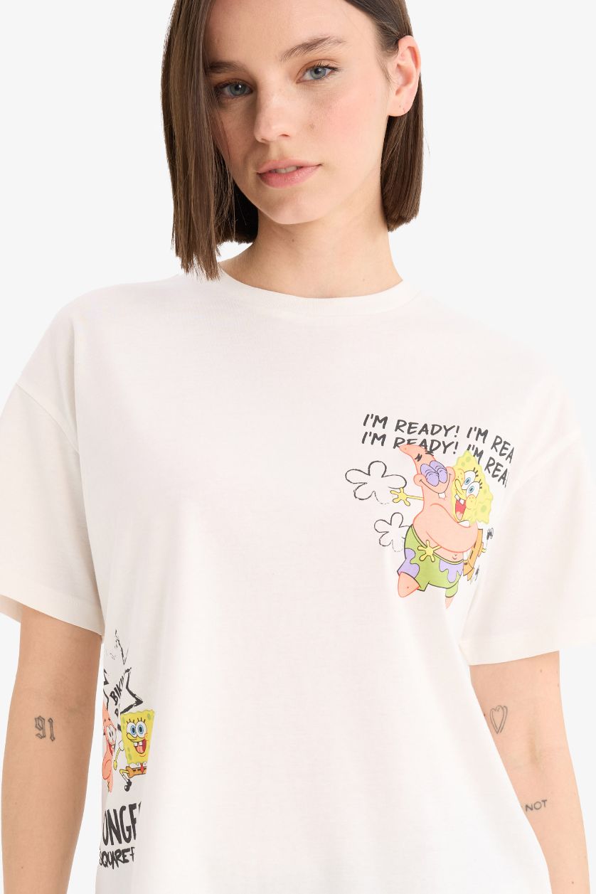 Woman White SpongeBob Oversize Fit T-Shirt