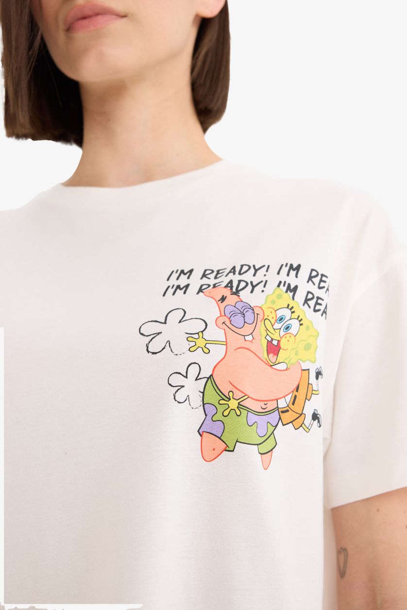 Woman White SpongeBob Oversize Fit T-Shirt