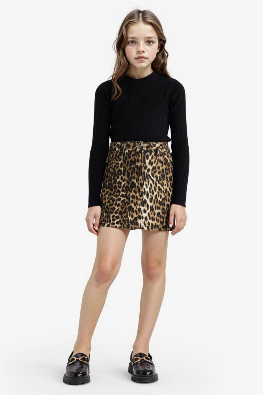 GIRLS & TEENS Black Girl Slim Fit Crew Neck Knit Pullover