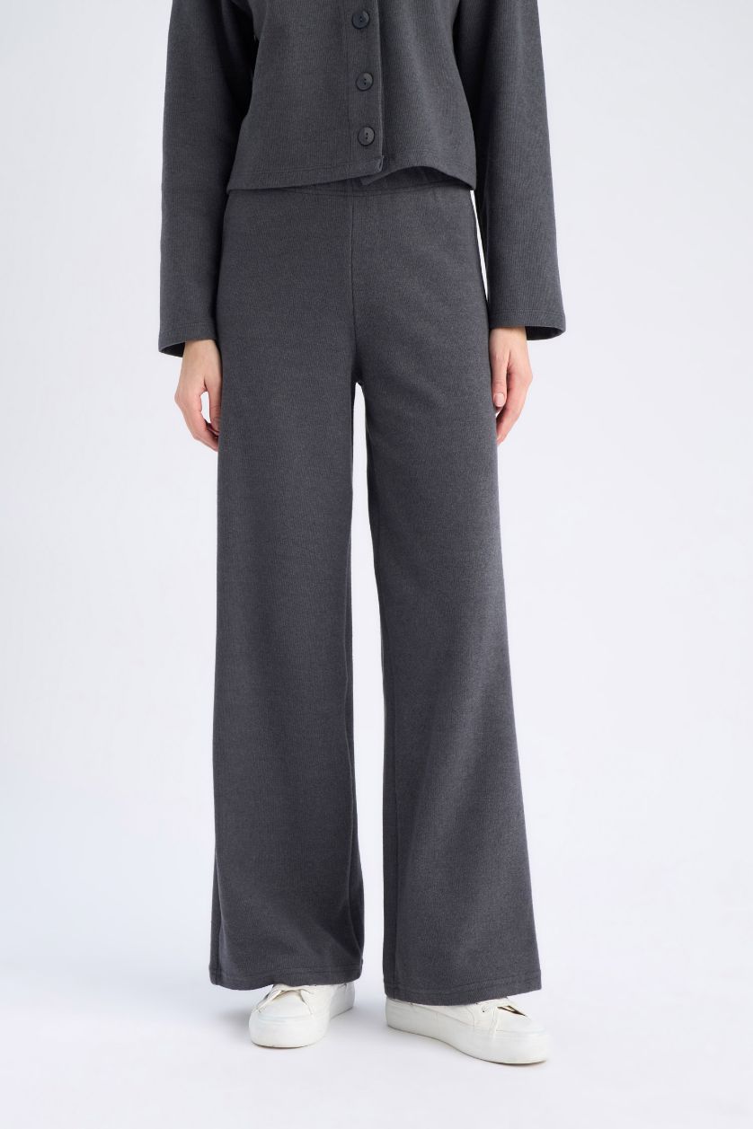 WOMAN Anthracite V-Neck Cardigan Wide Leg Pants 2 Piece Set