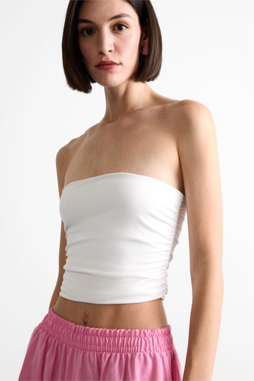 FEMME Blanc Top Bustier basique Coupe slim