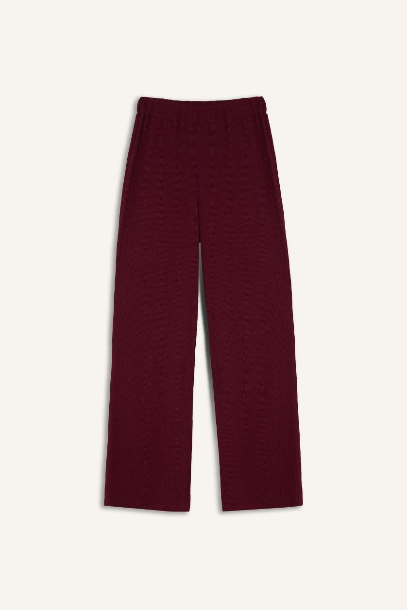 Woman Bordeaux Straight Fit Crepe Trousers