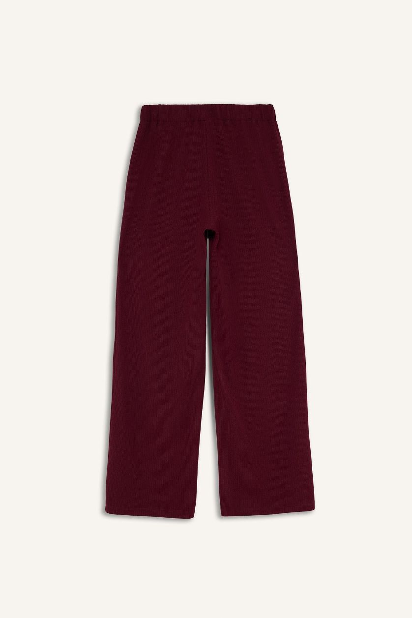 Woman Bordeaux Straight Fit Crepe Trousers