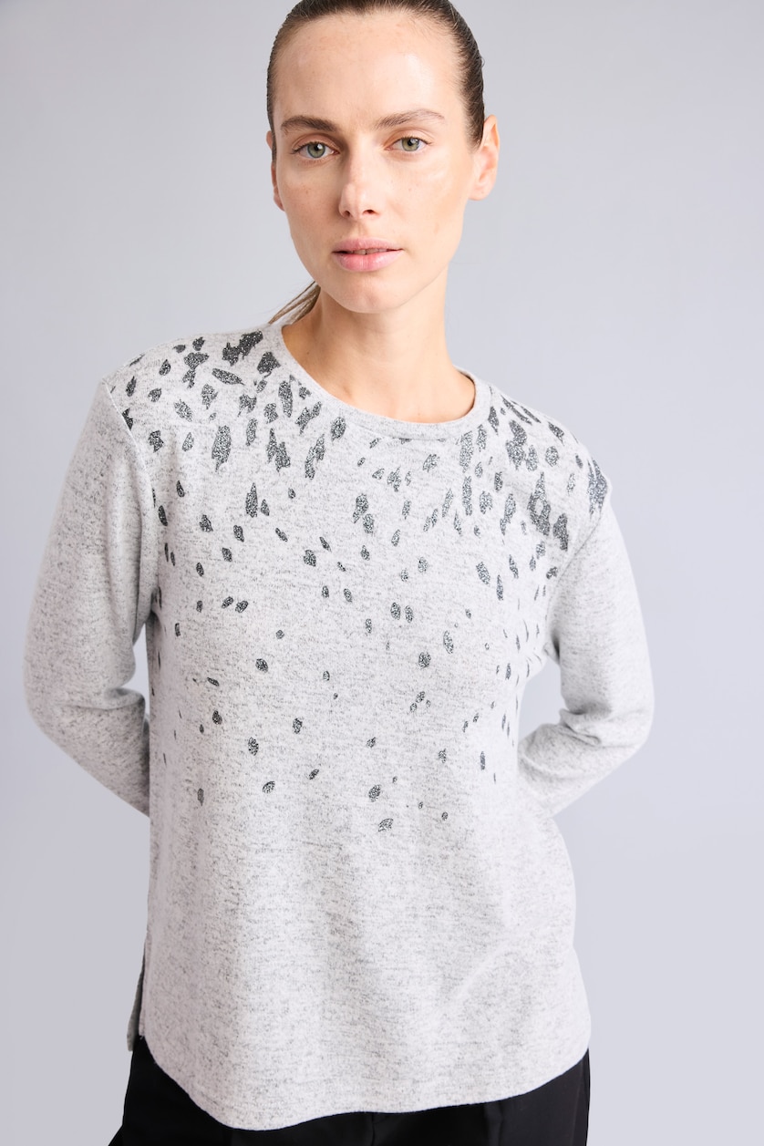 WOMAN Grey Melange Regular Fit Long Sleeve T-Shirt