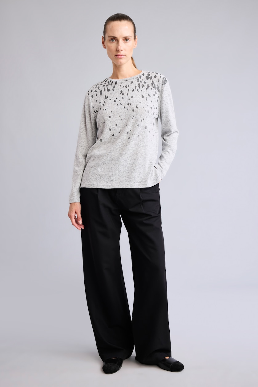 WOMAN Grey Melange Regular Fit Long Sleeve T-Shirt