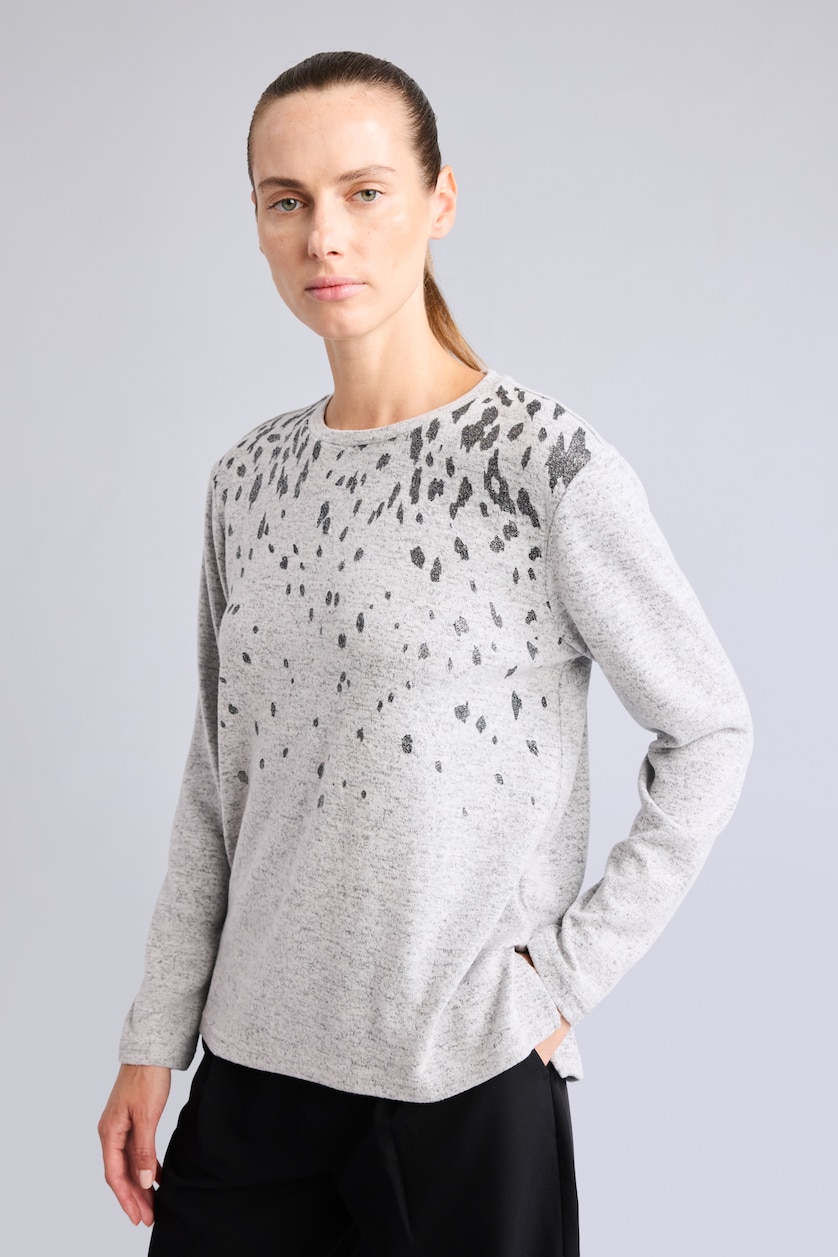 WOMAN Grey Melange Regular Fit Long Sleeve T-Shirt