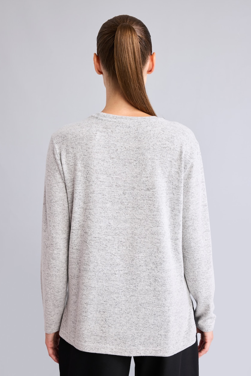 WOMAN Grey Melange Regular Fit Long Sleeve T-Shirt